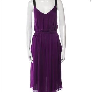 THEYSKENS’ THEORY “Dewi” open back asymmetrical hem purple silk dress